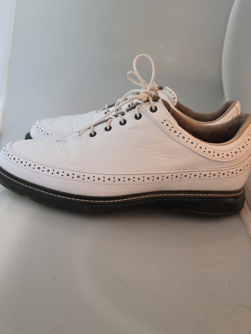 adidas MC Spikeless Golf Men's White Brogue-Inspired Shoes